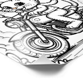 eine Katze, die mit dem Motorrad fährt Fotodruck (Ecke)