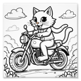 eine Katze, die mit dem Motorrad fährt Fotodruck