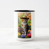 Eine Katze im Garten Zweifarbige Tasse (Mittel)