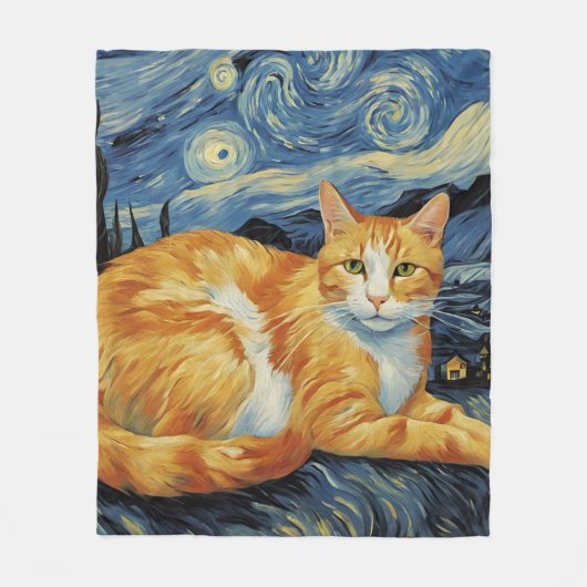 Eine Katze in der frühen Nacht Fleecedecke (Vorderseite)