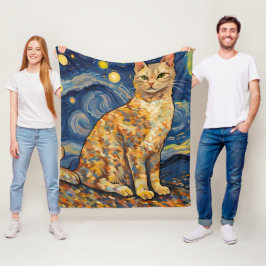 Eine Katze in der frühen Nacht Fleecedecke
