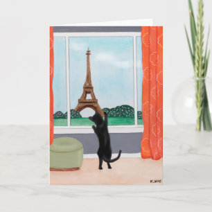 Eine Katze in Paris - Grußkarte der Kunst Karte