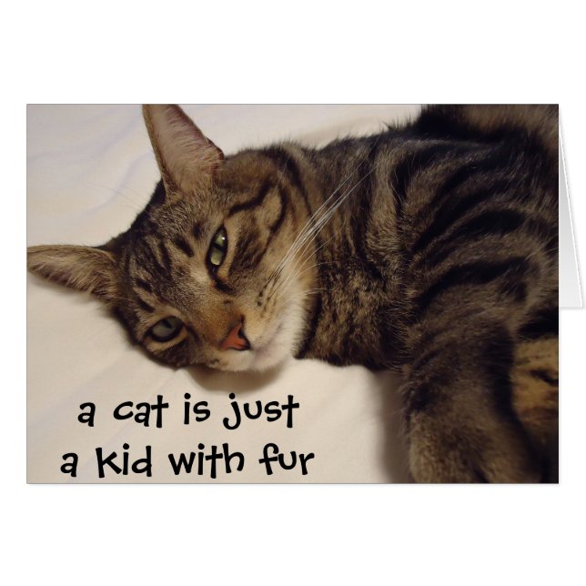 Eine Katze ist nur ein Kind mit Fisch (Vorderseite (Horizontal))