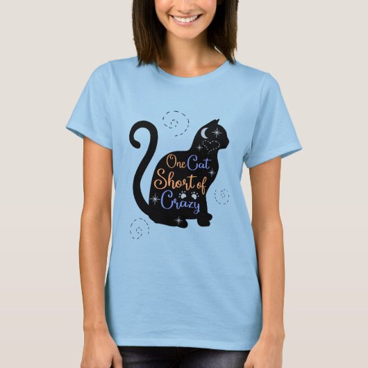 Eine Katze Kurze verrückte Katze Lady T-Shirt (Vorderseite)
