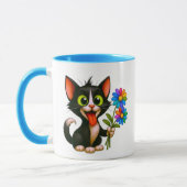 Eine Katze mit Blumen Tasse (Links)