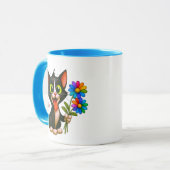 Eine Katze mit Blumen Tasse (Vorderseite Links)