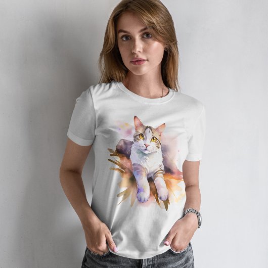 Eine Katze mit dem Namen Marmor - Wasserfarbstil T-Shirt