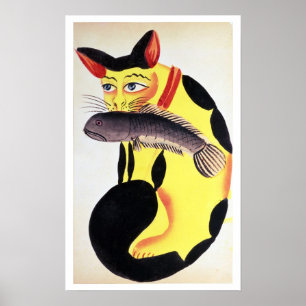 Eine Katze mit einem Fisch im Mund, aus dem Rudyar Poster