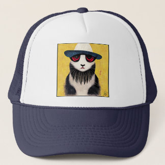 Eine Katze mit einem Hut 04 Truckerkappe
