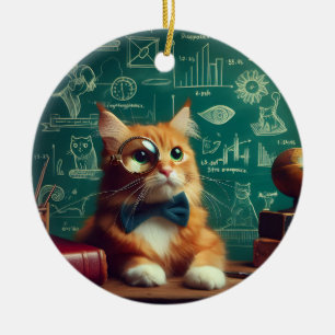 Eine Katze mit einem Monokel II Keramik Ornament
