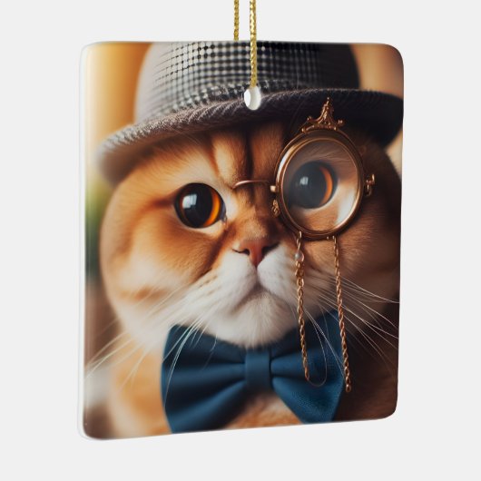 Eine Katze mit einem Monokel VII Keramikornament (Rechts)