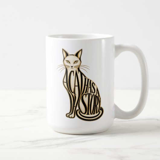Eine Katze mit einer Geschichte Kaffeetasse (Rechts)