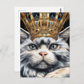 Eine Katze mit einer Krone Postkarte (Vorne/Hinten)