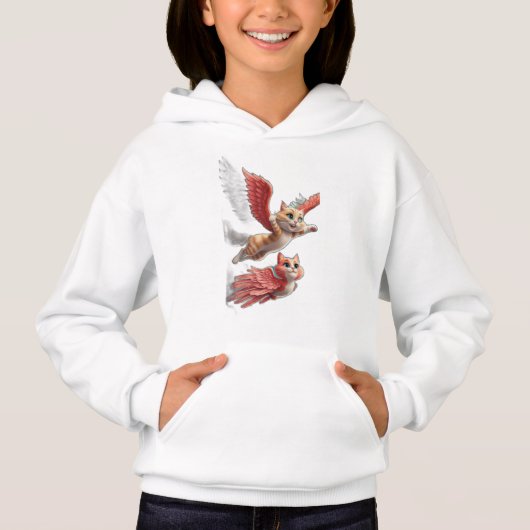 Eine Katze mit Flügeln, die wie ein Vogel fliegen. Hoodie (Vorderseite)