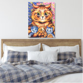 Eine Katze mit ihren Kätzchen von Louis Wain Leinwanddruck (Insitu (Schlafzimmer))