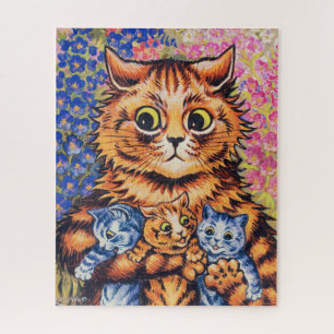 Eine Katze mit ihren Kätzchen von Louis Wain Puzzle
