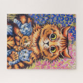 Eine Katze mit ihren Kätzchen von Louis Wain Puzzle (Horizontal)