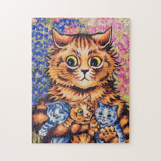 Eine Katze mit ihren Kätzchen von Louis Wain Puzzle (Vertikal)