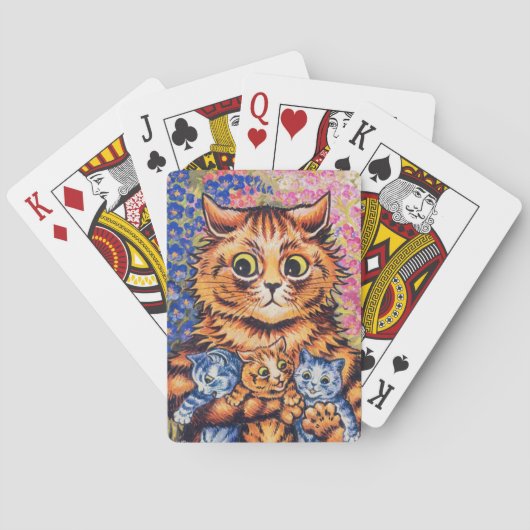 Eine Katze mit ihren Kätzchen von Louis Wain Spielkarten (Rückseite)