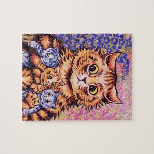 Eine Katze mit Kittens Louis Wain Puzzle (Horizontal)