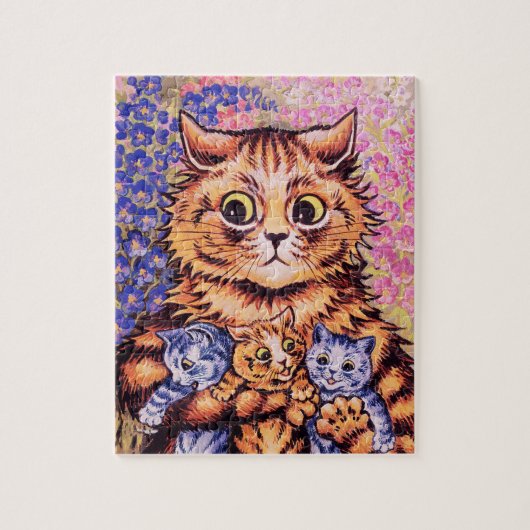 Eine Katze mit Kittens Louis Wain Puzzle (Vertikal)