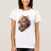 Eine Katze namens Mocha - Wasserfarbstil T-Shirt (Vorderseite)