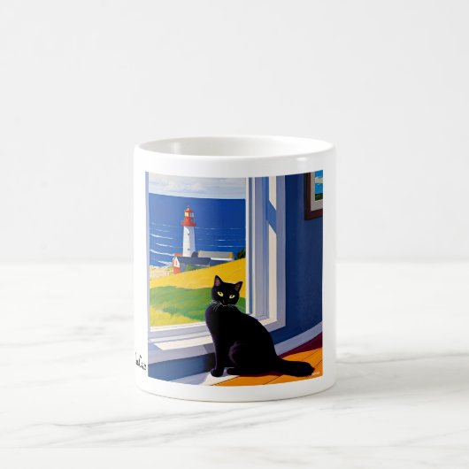 Eine Katze und ein Leuchtturm Tasse (Mittel)