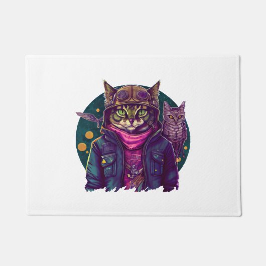 Eine Katze und eine Eule Fußmatte (Vorderseite)