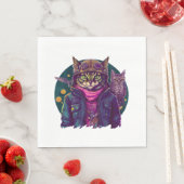 Eine Katze und eine Eule Serviette (Beispiel)