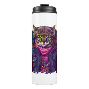 Eine Katze und eine Eule Thermosbecher