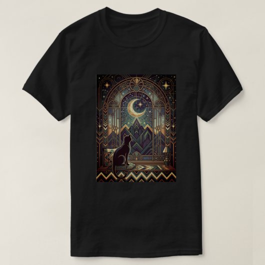 Eine Katze und ihr Kosmos T-Shirt (Design vorne)