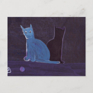 EINE KATZE UND IHR SCHATTEN POSTKARTE