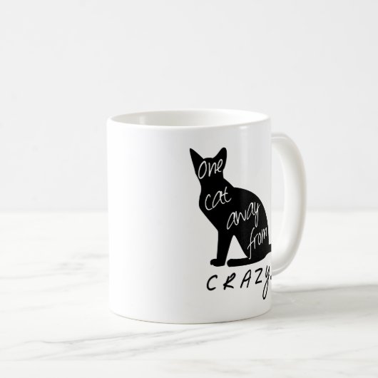 Eine Katze weg von CRAZY lustiger Silhouette Kaffeetasse (VorderseiteRechts)