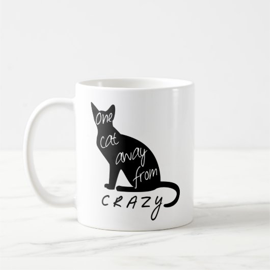 Eine Katze weg von CRAZY lustiger Silhouette Kaffeetasse (Links)