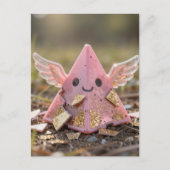 Eine Kawaii fliegende rosa Pyramide Postkarte (Vorderseite)