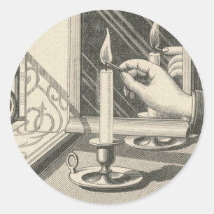 Eine Kerze anzünden Vintage-Stich Runder Aufkleber