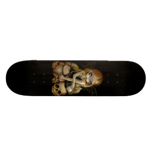 Eine Kerze im dunklen gotischen feenhaften Schädel Skateboard
