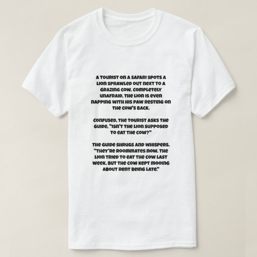 Eine KI witzelt über einen Löwen und eine Kuh T-Shirt (Design vorne)