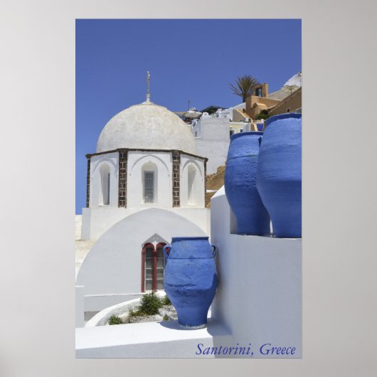 Eine Kirche in Santorin, Griechenland Poster (Vorne)