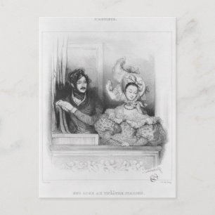 Eine Kiste am Theater Italien, graviert von Frey Postkarte