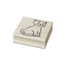 Eine kitschige Katze Wood Art Briefmarke Gummistempel