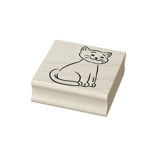 Eine kitschige Katze Wood Art Briefmarke Gummistempel (Stempel)