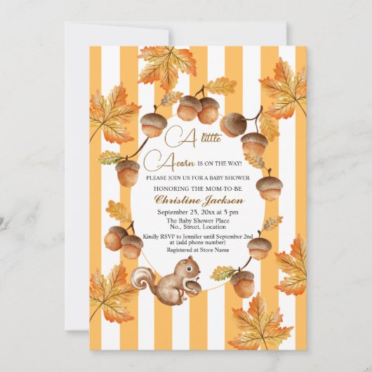 Eine kleine Acorn-Herbstdusche Einladung (Vorderseite)