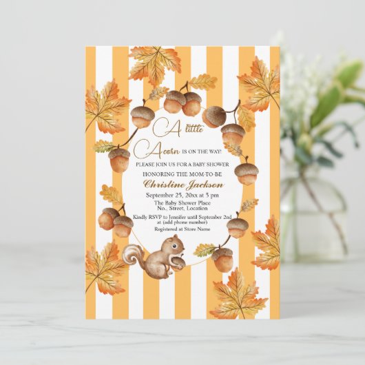 Eine kleine Acorn-Herbstdusche Einladung (Stehend Vorderseite)