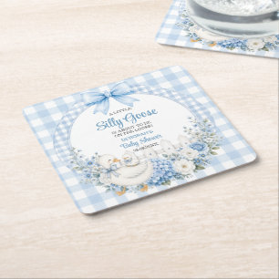 Eine kleine alberne Gans Blue Cottagecore-Baby-Par Rechteckiger Pappuntersetzer