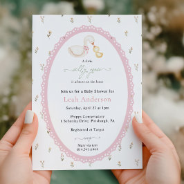 Eine kleine alberne Gans Pink Mädchen Baby-Party Einladung