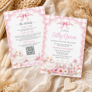 Eine kleine alberne Gans Rosa All-in-One-Baby-Part Einladung