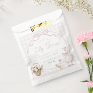 Eine kleine alberne Gans rosa Blumen-Schleife Baby Geschenktütchen