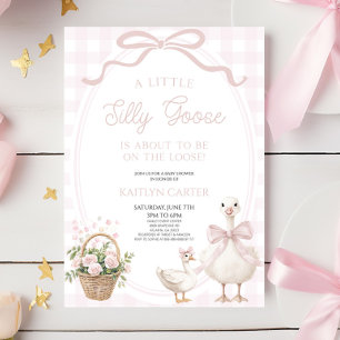 Eine kleine alberne Gans rosa Bogen floral Baby Sh Einladung