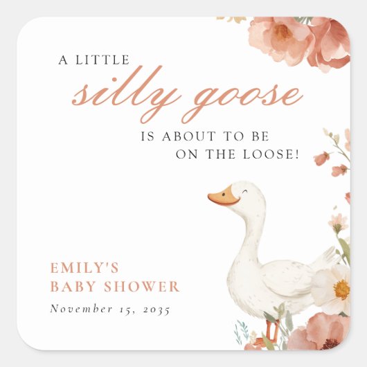 Eine kleine Alberne Gänsehinderdusche Quadratischer Aufkleber (Vorderseite)